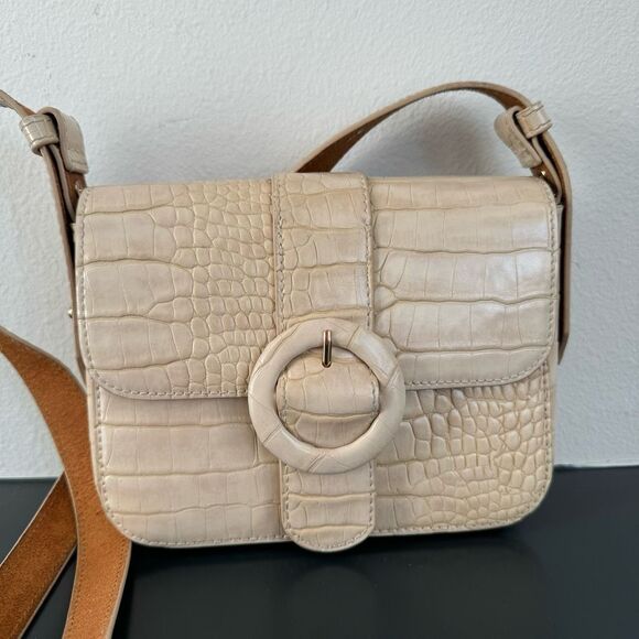 Most Wanted Crocodile Print Embossed Small Leather Saddlebag Mini Crossbody - Picture 3 of 10